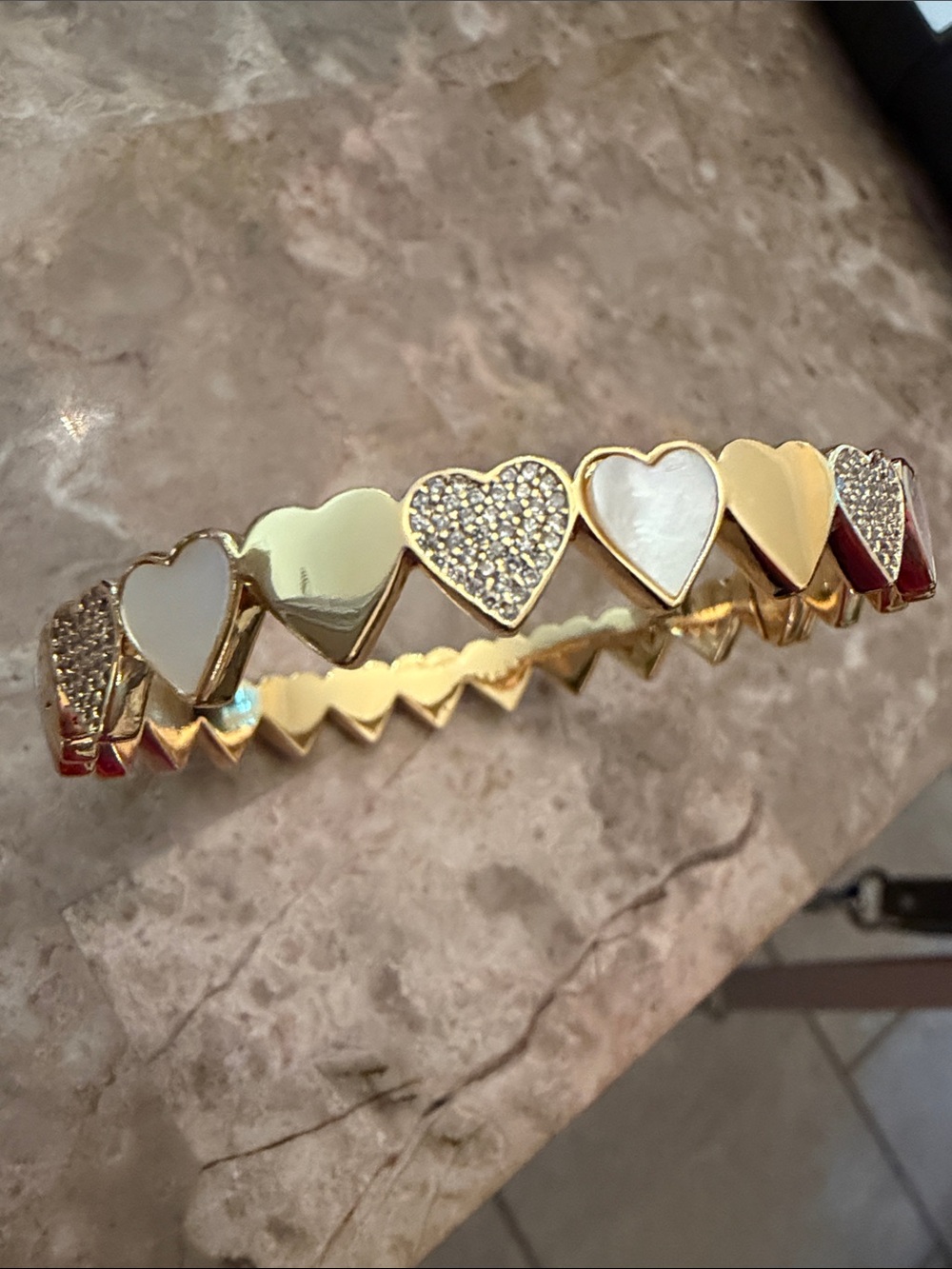 kate spade Gold Heart Link Bracelet with White Inlay - Picture 9 of 10